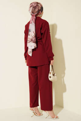 Cep Kapaklı Bel Tünelli Basic İkili Takım Bordo - İkili Takım