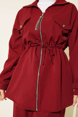 Cep Kapaklı Bel Tünelli Basic İkili Takım Bordo - İkili Takım