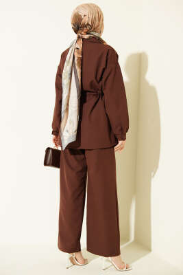 Cep Kapaklı Bel Tünelli Basic İkili Takım Kahve - İkili Takım