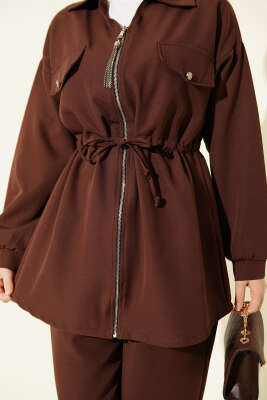 Cep Kapaklı Bel Tünelli Basic İkili Takım Kahve - İkili Takım