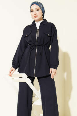 Cep Kapaklı Bel Tünelli Basic İkili Takım Lacivert - İkili Takım