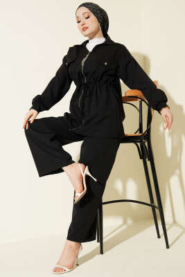 Cep Kapaklı Bel Tünelli Basic İkili Takım Siyah - NESSİA