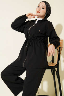 Cep Kapaklı Bel Tünelli Basic İkili Takım Siyah - İkili Takım