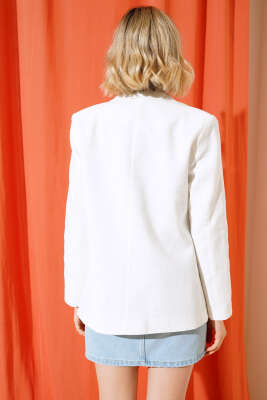 Cep Kapaklı Blazer Ceket Ekru - Kadın Giyim Modelleri