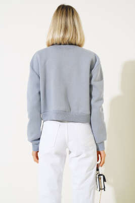 Cep Kapaklı Çıtçıt Düğmeli Kısa Ceket Kayrak Grisi - Kadın Giyim Modelleri