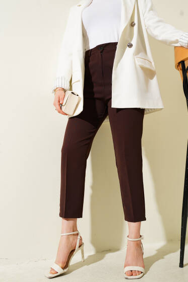 Cep Kapaklı Dar Paça Pantolon Kahve - Pantolon