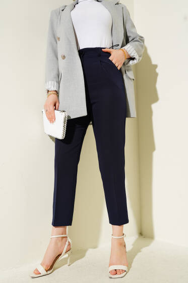 Cep Kapaklı Dar Paça Pantolon Lacivert - Pantolon