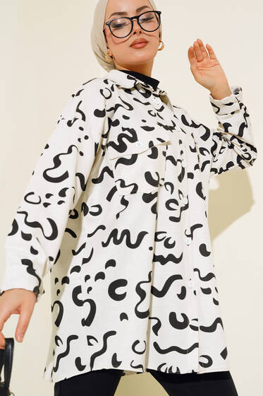 Cep Kapaklı Desenli Gömlek Siyah - Gömlek