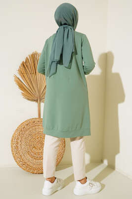 Cep Kapaklı Dikişli Tunik Mint - Tunik