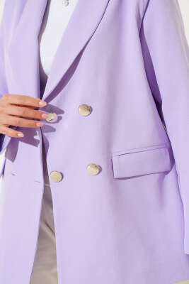 Cep Kapaklı Dört Düğmeli Blazer Ceket Lila - 500-700 TL Ürünler