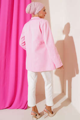 Cep Kapaklı Dört Düğmeli Blazer Ceket Pembe - 500-700 TL Ürünler
