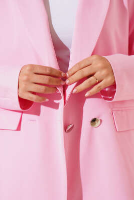 Cep Kapaklı Dört Düğmeli Blazer Ceket Pembe - 500-700 TL Ürünler