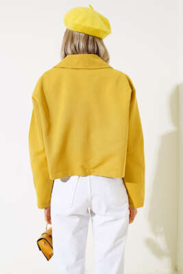 Cep Kapaklı Fermuarlı Kısa Ceket Yağ Yeşili - Kadın Giyim Modelleri