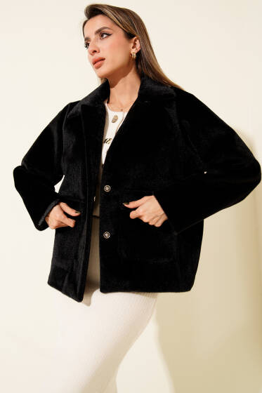 Cep Kapaklı Goldfox Kısa Ceket Siyah - Kadın Giyim Modelleri