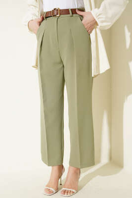 Cep Kapaklı Kemerli Pantolon Çağla Yeşili - MISRA