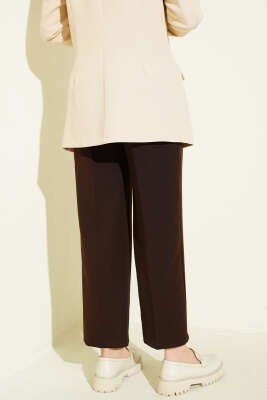 Cep Kapaklı Kemerli Pantolon Kahve - Pantolon