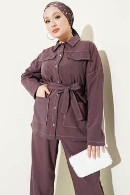 Cep Kapaklı Kuşaklı İkili Takım Burgonya - İkili Takım