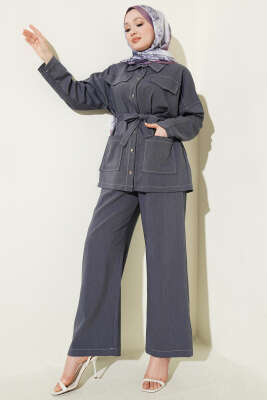 Cep Kapaklı Kuşaklı İkili Takım Mavi - ASME