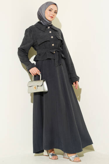 Cep Kapaklı Kuşaklı Tensel Jile Takım Antrasit - İkili Takım