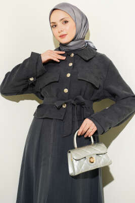 Cep Kapaklı Kuşaklı Tensel Jile Takım Antrasit - İkili Takım