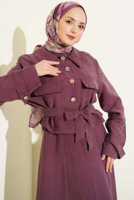 Cep Kapaklı Kuşaklı Tensel Jile Takım Gül Kurusu - İkili Takım