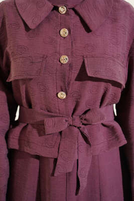 Cep Kapaklı Kuşaklı Tensel Jile Takım Gül Kurusu - İkili Takım