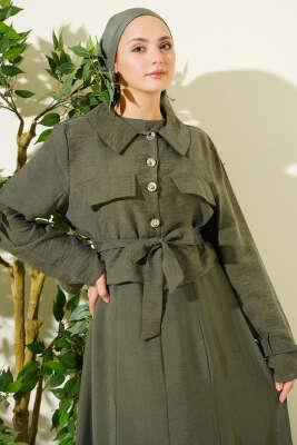 Cep Kapaklı Kuşaklı Tensel Jile Takım Haki - MUSTİ