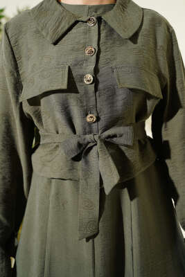 Cep Kapaklı Kuşaklı Tensel Jile Takım Haki - İkili Takım