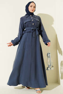 Cep Kapaklı Kuşaklı Tensel Jile Takım İndigo - MUSTİ