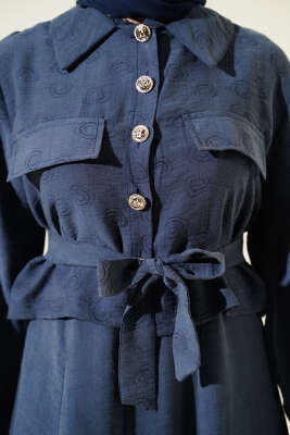 Cep Kapaklı Kuşaklı Tensel Jile Takım İndigo - İkili Takım