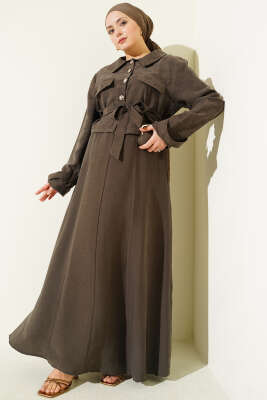 Cep Kapaklı Kuşaklı Tensel Jile Takım Vizon - MUSTİ