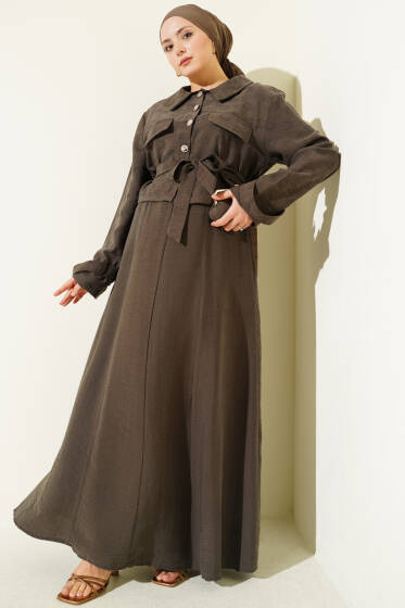 Cep Kapaklı Kuşaklı Tensel Jile Takım Vizon - İkili Takım