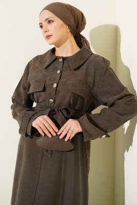 Cep Kapaklı Kuşaklı Tensel Jile Takım Vizon - İkili Takım