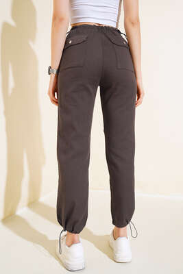 Cep Kapaklı Lastikli Pantolon Antrasit - Kadın Giyim Modelleri