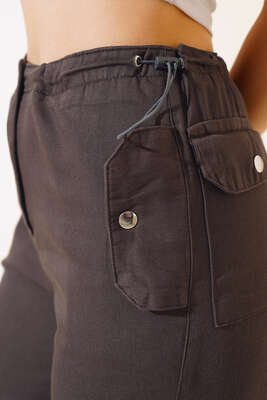 Cep Kapaklı Lastikli Pantolon Antrasit - Kadın Giyim Modelleri