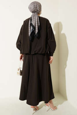 Cep Kapaklı Paraşüt Etekli İkili Takım Acı Kahve - İkili Takım