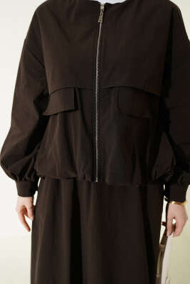 Cep Kapaklı Paraşüt Etekli İkili Takım Acı Kahve - İkili Takım