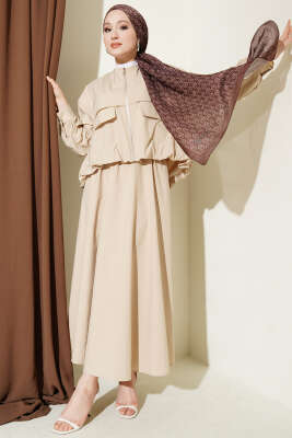 Cep Kapaklı Paraşüt Etekli İkili Takım Bej - HEWES