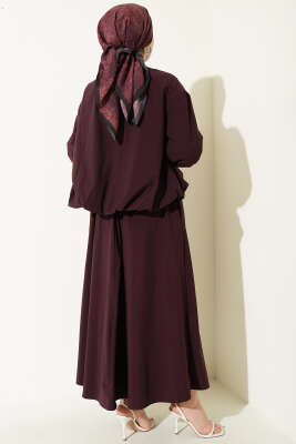 Cep Kapaklı Paraşüt Etekli İkili Takım Mürdüm - İkili Takım