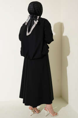 Cep Kapaklı Paraşüt Etekli İkili Takım Siyah - İkili Takım