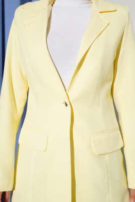 Cep Kapaklı Tek Düğmeli Blazer Ceket Sarı - 700-1000 TL Ürünler