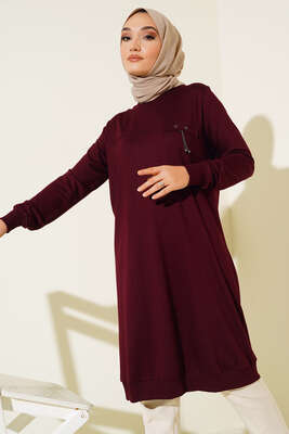 Cep Kapaklı Uzun Tunik Bordo 