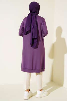 Cep Kapaklı Uzun Tunik Lila - Tunik