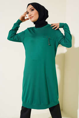 Cep Kapaklı Uzun Tunik Yeşil 