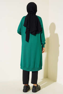 Cep Kapaklı Uzun Tunik Yeşil - Tunik