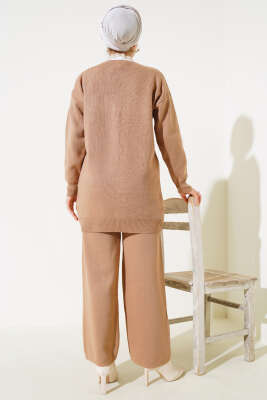 Cep Taşlı Triko İkili Takım Büsküvi - Triko İkili Takım