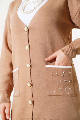 Cep Taşlı Triko İkili Takım Büsküvi - Triko İkili Takım