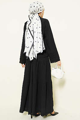 Cep ve Bilek Brodeli Krinkıl Etekli Takım Siyah - İkili Takım