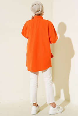 Cep ve Manşet Zincirli Gömlek Oranj - Yılın Fırsatı