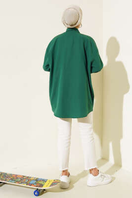 Cep ve Manşet Zincirli Gömlek Zümrüt - Yılın Fırsatı